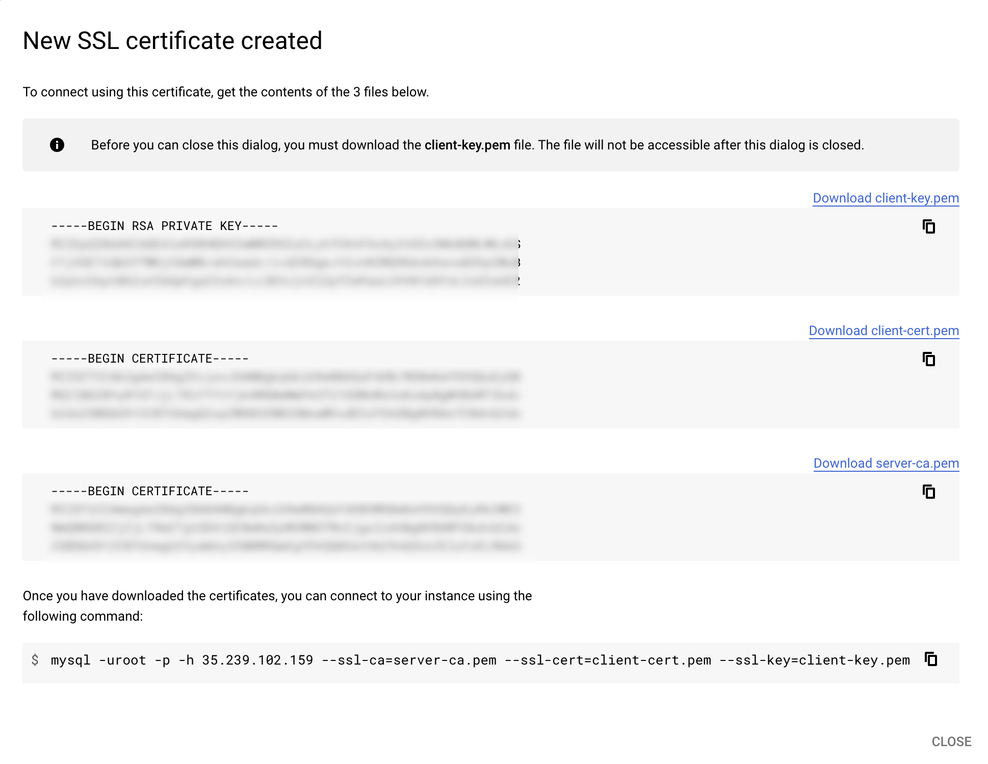 Downloading client credentials